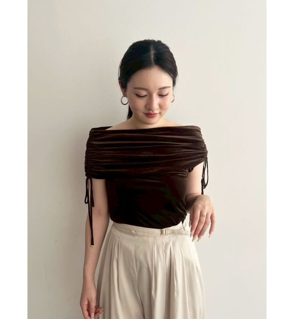 LAGUNAMOON「ライトベロアオフショルトップス」|Tシャツ・カットソー|