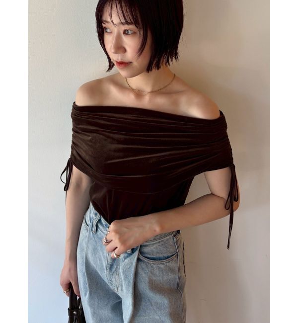 LAGUNAMOON「ライトベロアオフショルトップス」|Tシャツ・カットソー|
