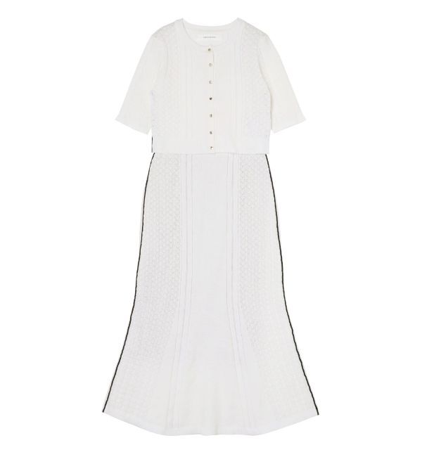 LAGUNAMOON「バイカラーサイドラインレースニットセットアップ」|ワンピース|