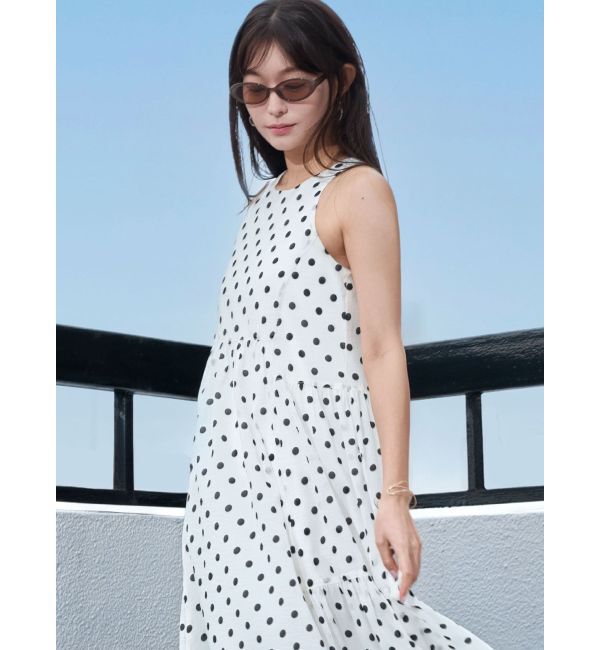 LAGUNAMOON「2WAYシアードットプリントギャザーフレアワンピース」|ワンピース|