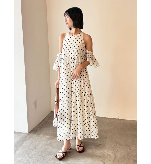 LAGUNAMOON「2WAYシアードットプリントギャザーフレアワンピース」|ワンピース|