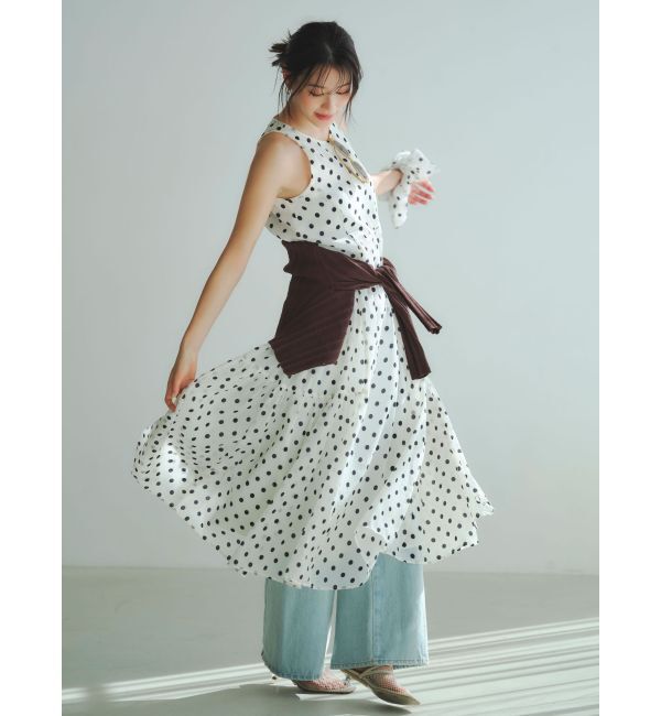 LAGUNAMOON「2WAYシアードットプリントギャザーフレアワンピース」|ワンピース|
