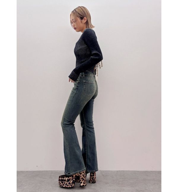 EVRIS「ヴィンテージライクストレッチフレアデニムパンツ」|デニム|