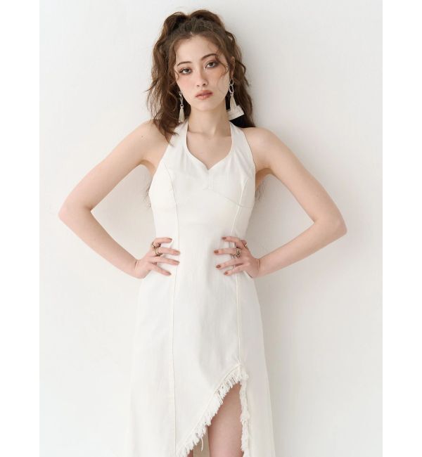 EVRIS「ホルターネックデニムロングワンピース」|ワンピース|