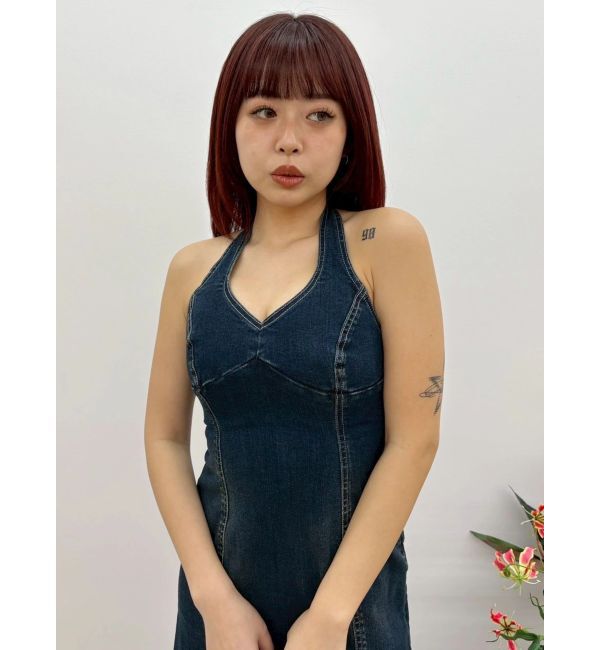 EVRIS「ホルターネックデニムロングワンピース」|ワンピース|