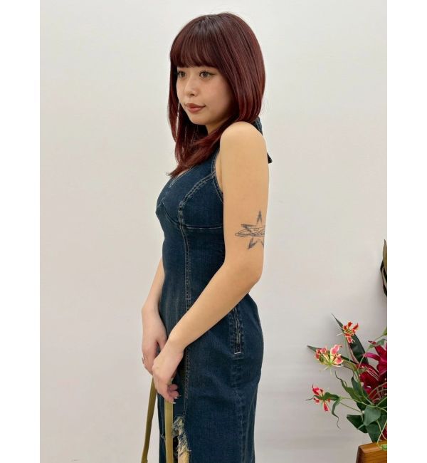 EVRIS「ホルターネックデニムロングワンピース」|ワンピース|