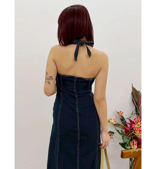 EVRIS「ホルターネックデニムロングワンピース」|ワンピース|