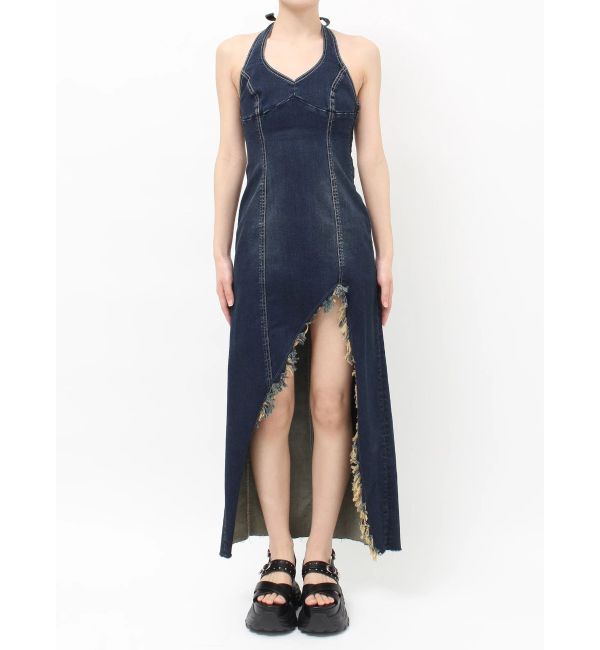 EVRIS「ホルターネックデニムロングワンピース」|ワンピース|