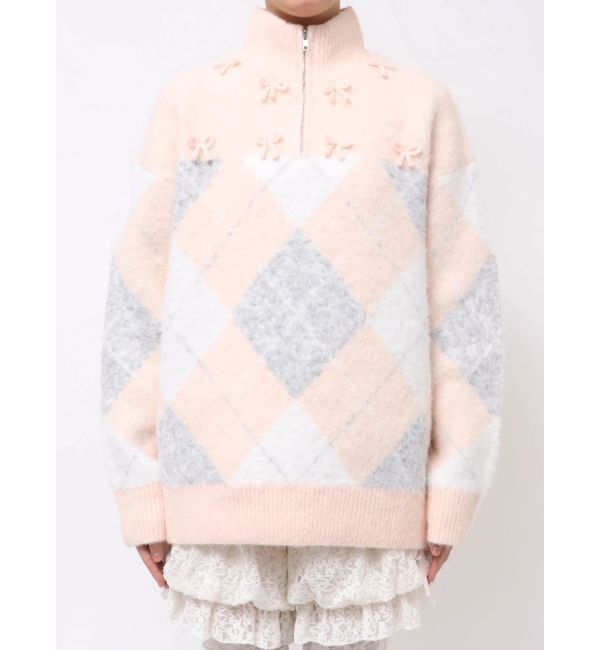 merry jenny「fluffyアーガイルZIPニット」|ニット・セーター|