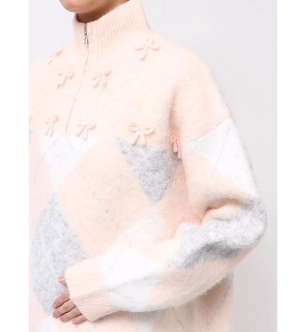 merry jenny「fluffyアーガイルZIPニット」|ニット・セーター|