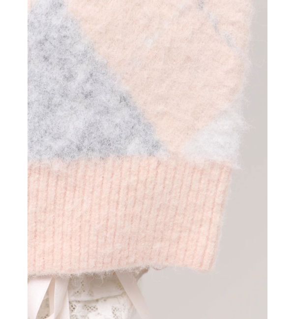 merry jenny「fluffyアーガイルZIPニット」|ニット・セーター|