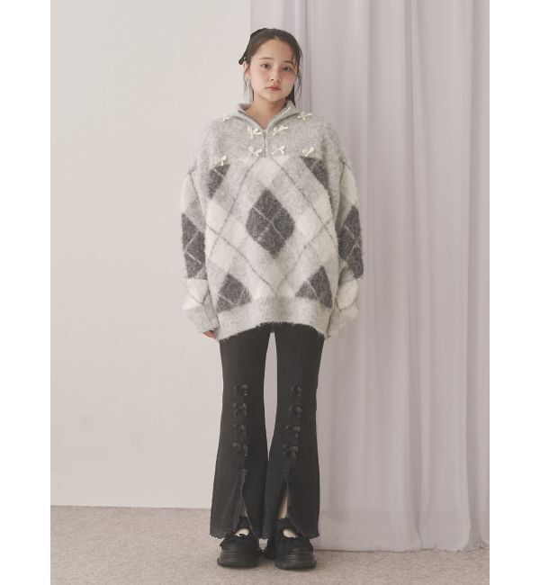 merry jenny「fluffyアーガイルZIPニット」|ニット・セーター|