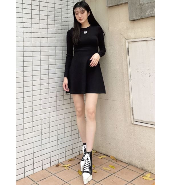 GYDA「GYGYプレートタイトスウェットフレアワンピース」|ワンピース|