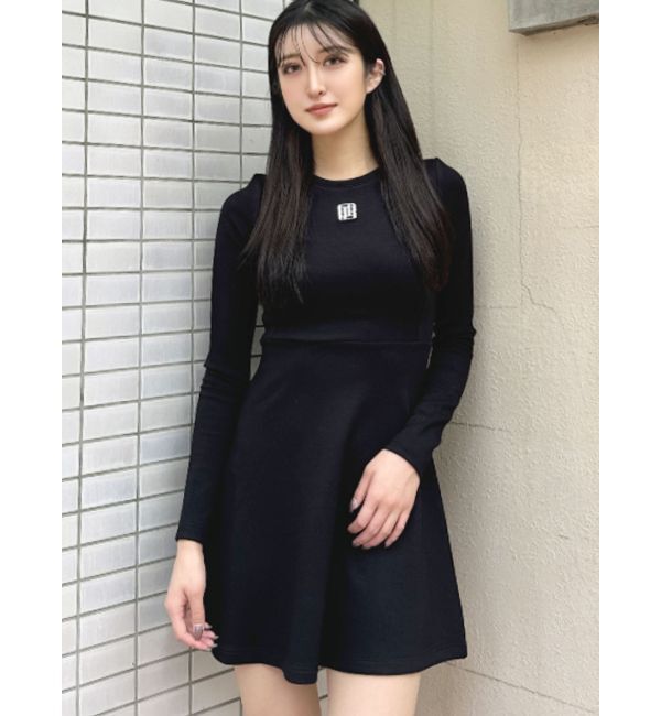 GYDA「GYGYプレートタイトスウェットフレアワンピース」|ワンピース|ブラック