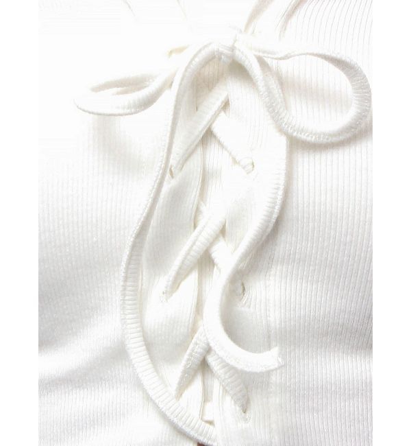 GYDA「フロントレースアップショートトップス」|Tシャツ・カットソー|