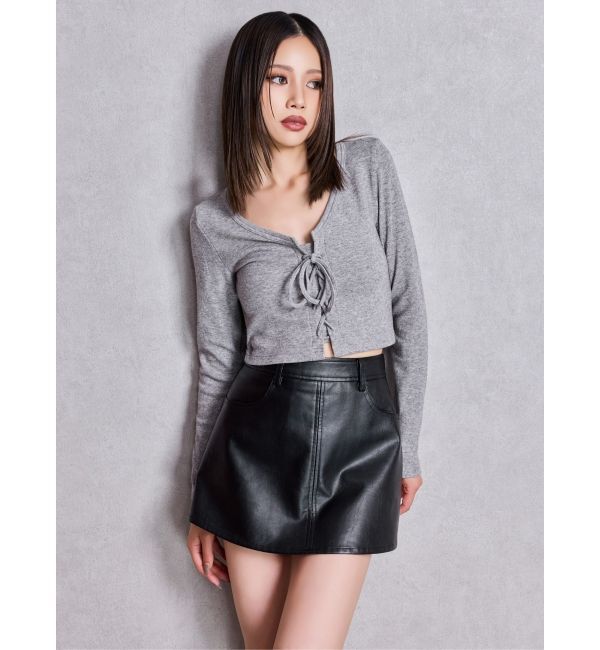 GYDA「フロントレースアップショートトップス」|Tシャツ・カットソー|