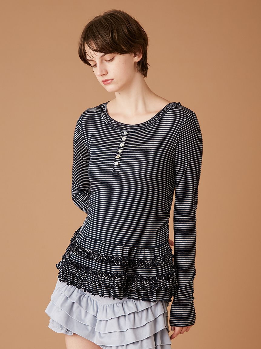 FURFUR「裾フリルジャージートップス」|Tシャツ・カットソー|BORDER