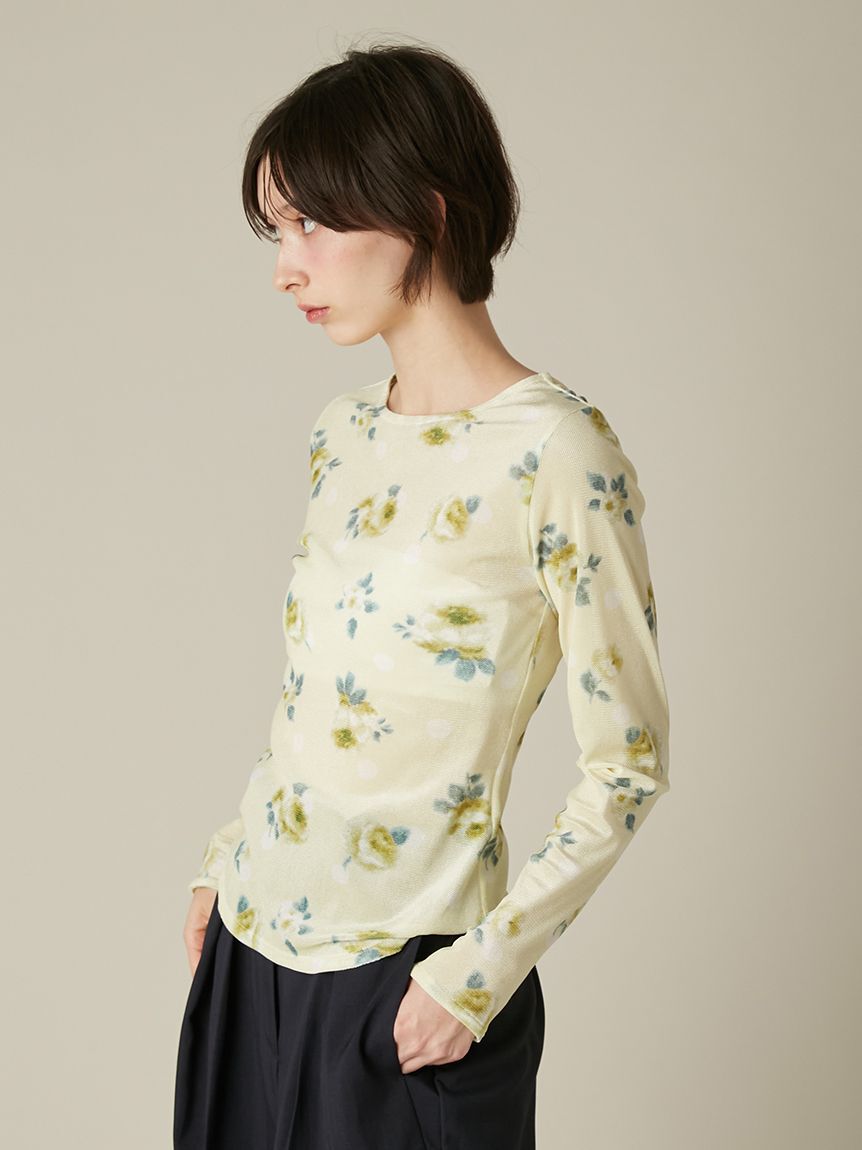 FURFUR「ぼかしフラワープリントシアープルオーバー」|Tシャツ・カットソー|
