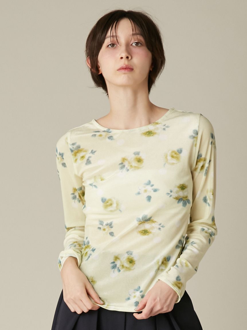 FURFUR「ぼかしフラワープリントシアープルオーバー」|Tシャツ・カットソー|