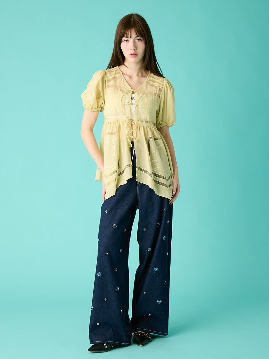 FURFUR「ハンカチ刺繍チュニックブラウス」|シャツ・ブラウス|