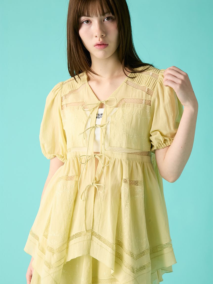 FURFUR「ハンカチ刺繍チュニックブラウス」|シャツ・ブラウス|