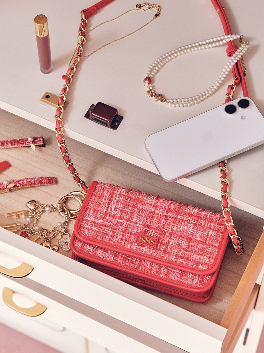 FURFUR「【限定カラー】ツイードロゴフォンホルダー」|ショルダー・メッセンジャー|RED