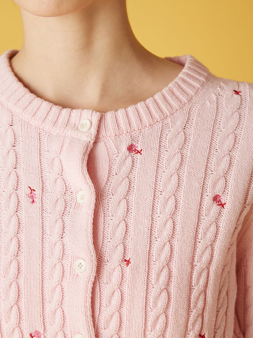 FURFUR「フラワー刺繍ケーブルカーディガン」|カーディガン|