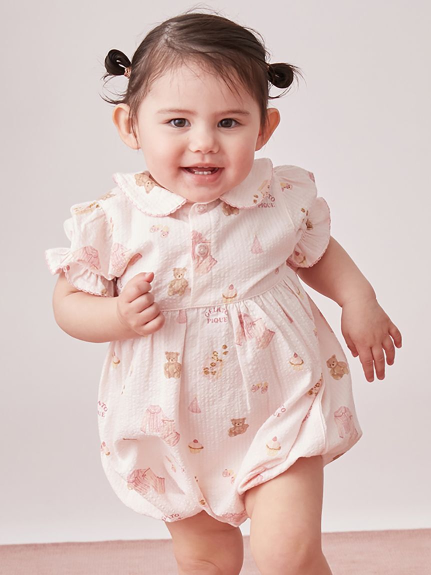GELATO PIQUE KIDS & BABY「【BABY】パジャマパーティー柄シャーリングロンパース」|ロンパース|