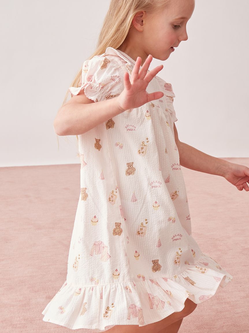 GELATO PIQUE KIDS & BABY「【KIDS】パジャマパーティー柄シャーリングワンピース」|ワンピース|