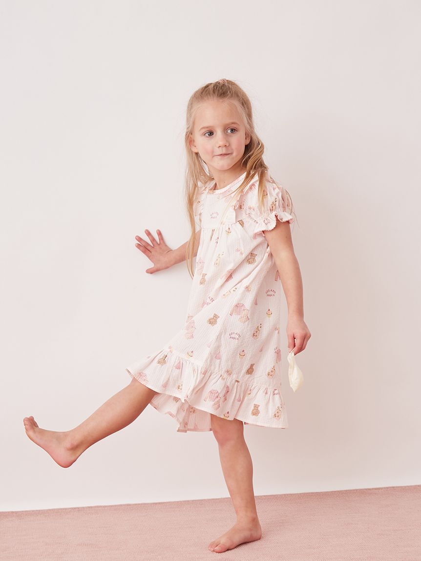 GELATO PIQUE KIDS & BABY「【KIDS】パジャマパーティー柄シャーリングワンピース」|ワンピース|