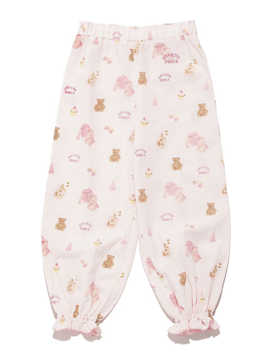 GELATO PIQUE KIDS & BABY「【KIDS】パジャマパーティー柄シャーリングロングパンツ」|ルームウェア|