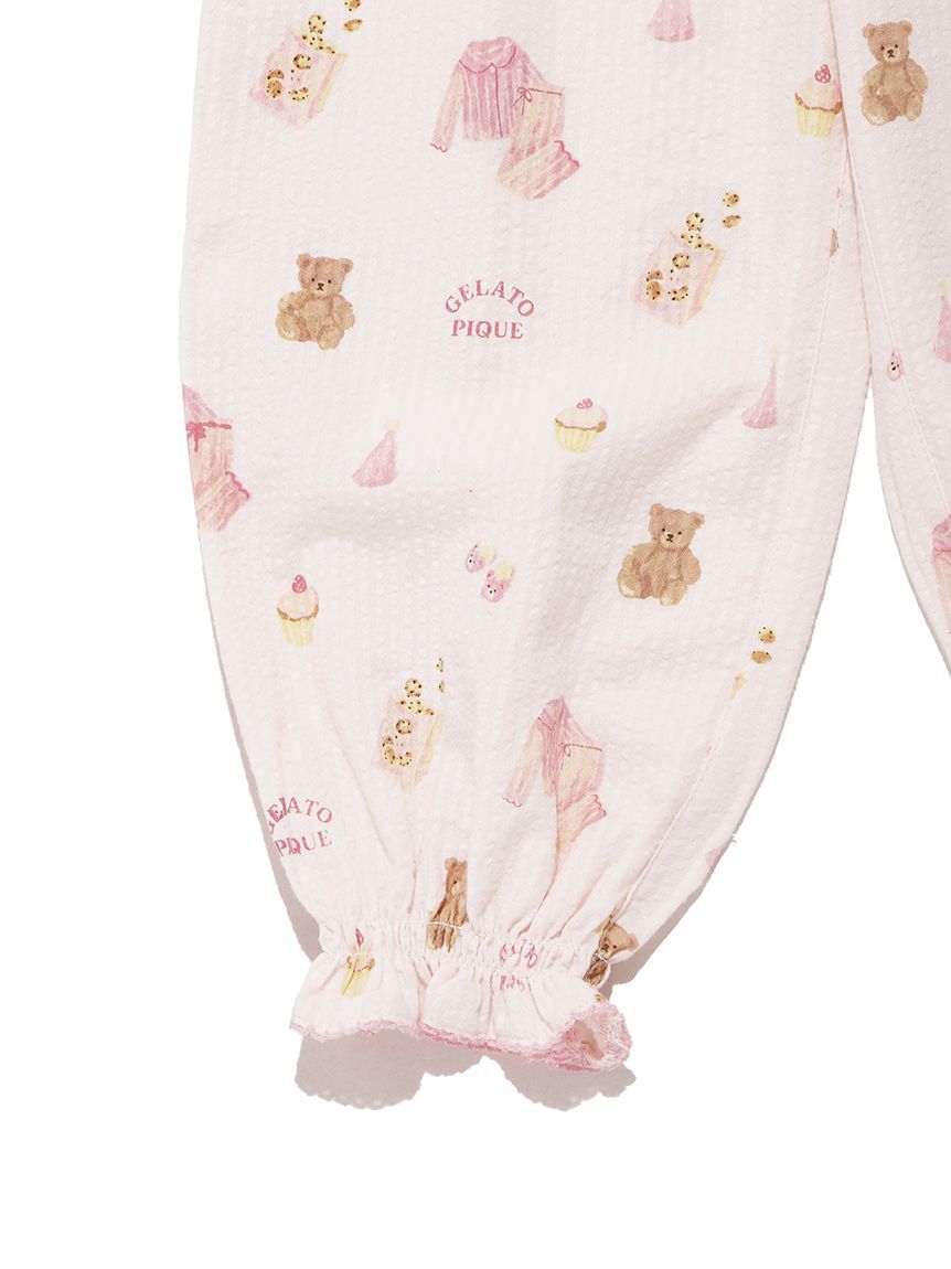 GELATO PIQUE KIDS & BABY「【KIDS】パジャマパーティー柄シャーリングロングパンツ」|ルームウェア|