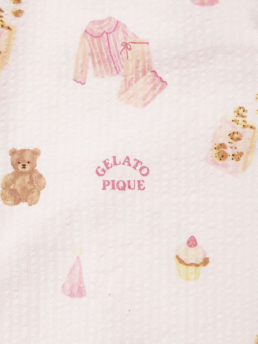 GELATO PIQUE KIDS & BABY「【KIDS】パジャマパーティー柄シャーリングロングパンツ」|ルームウェア|