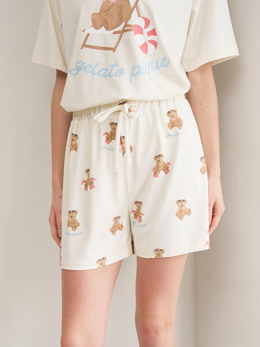 gelato pique「【ONLINE限定】【接触冷感】サマーベア柄ワンポイントTシャツ&ショートパンツセット」|ルームウェア|