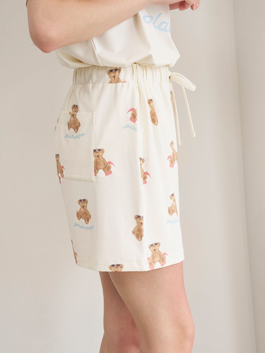 gelato pique「【ONLINE限定】【接触冷感】サマーベア柄ワンポイントTシャツ&ショートパンツセット」|ルームウェア|