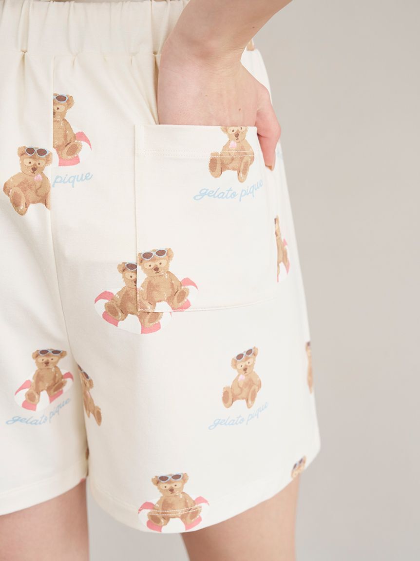 gelato pique「【ONLINE限定】【接触冷感】サマーベア柄ワンポイントTシャツ&ショートパンツセット」|ルームウェア|