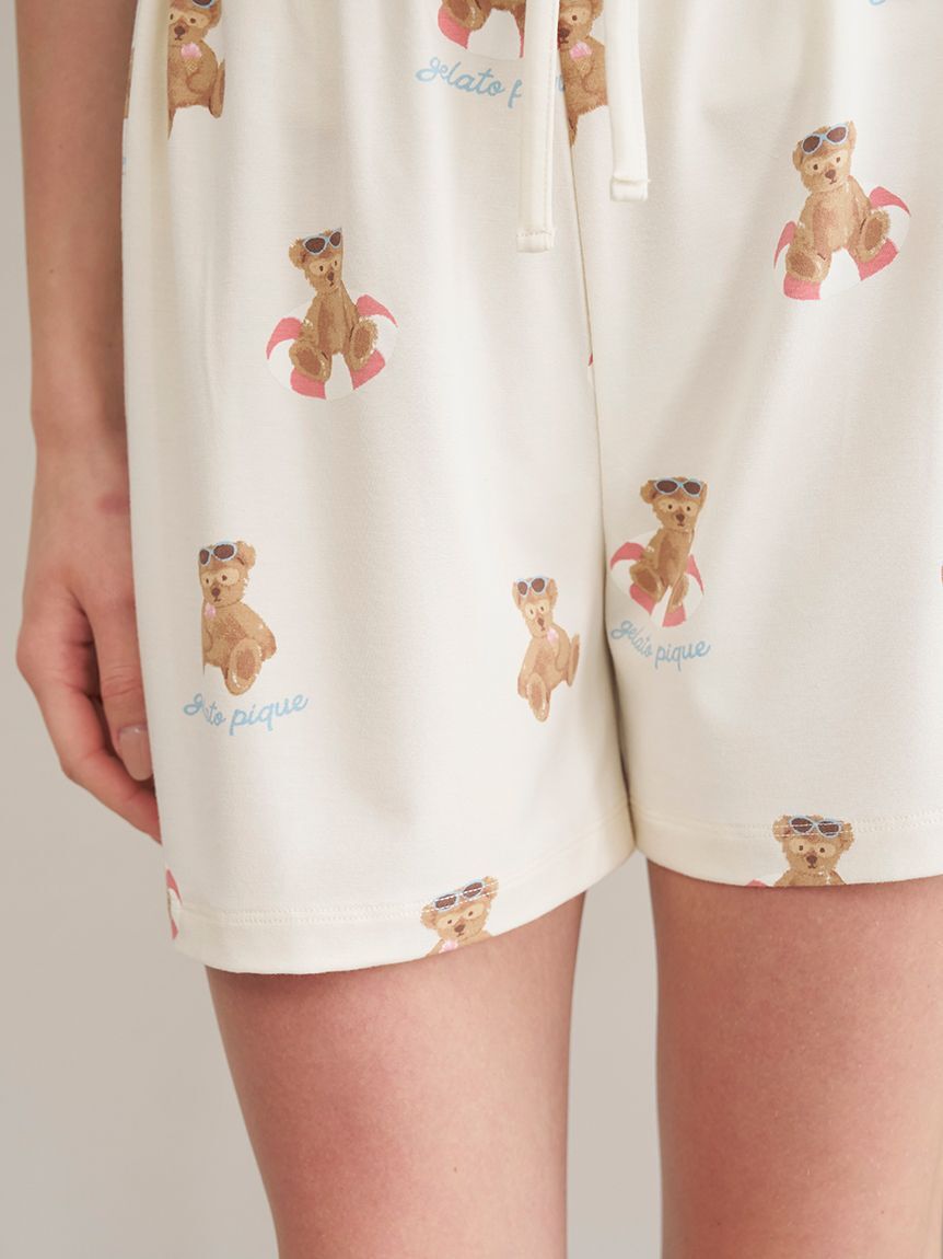gelato pique「【ONLINE限定】【接触冷感】サマーベア柄ワンポイントTシャツ&ショートパンツセット」|ルームウェア|