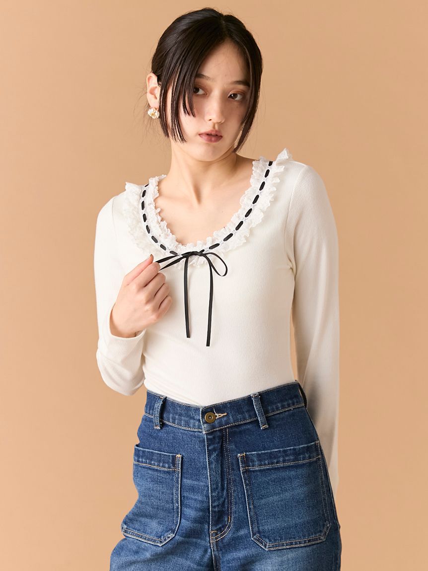 LILY BROWN Lingerie「【LILY BROWN Lingerie】フリルレースボディスーツ」|Tシャツ・カットソー|