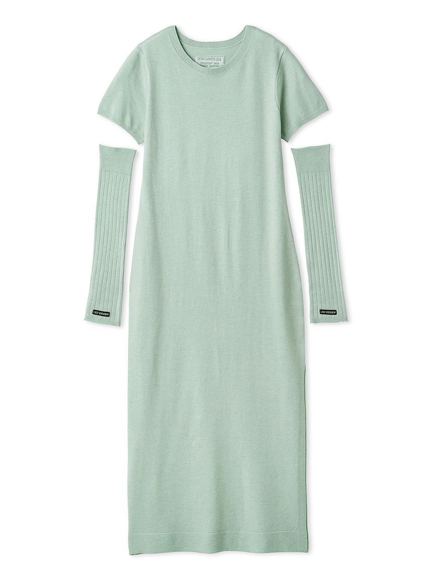 LILY BROWN「アームウォーマー付きハーフスリーブニットワンピース」|ワンピース|