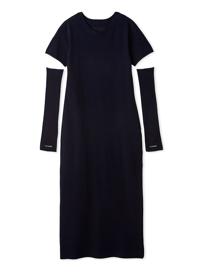 LILY BROWN「アームウォーマー付きハーフスリーブニットワンピース」|ワンピース|NVY