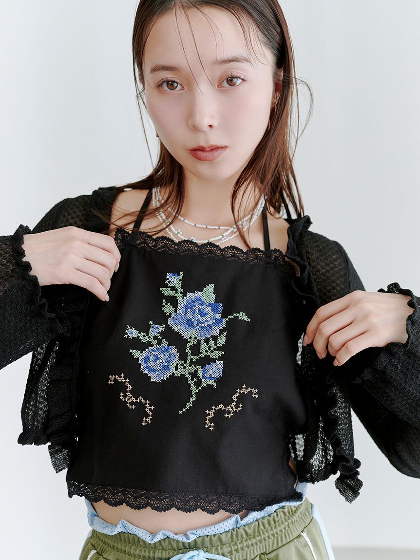 LILY BROWN「フリルニットカーディガン」|カーディガン|