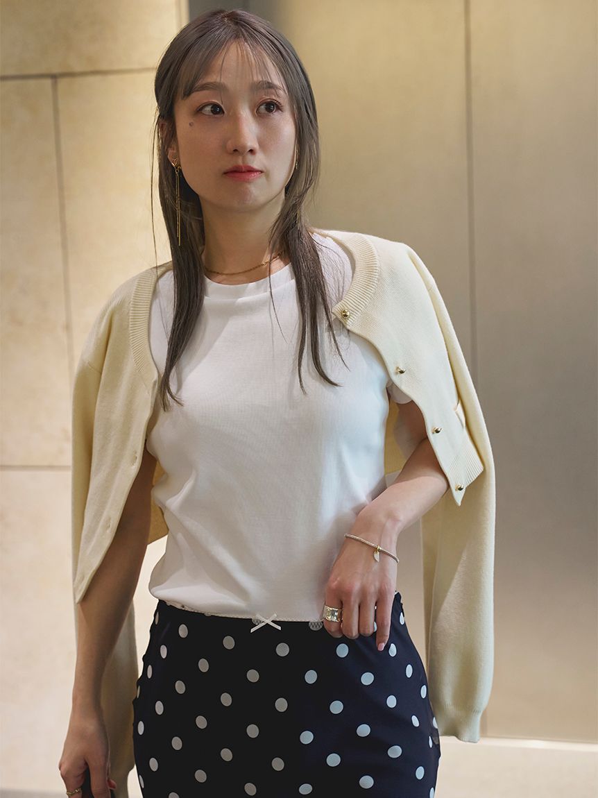 LILY BROWN Lingerie「骨格タイプ別カップインTシャツ【ウェーブ】（接触冷感）」|Tシャツ・カットソー|