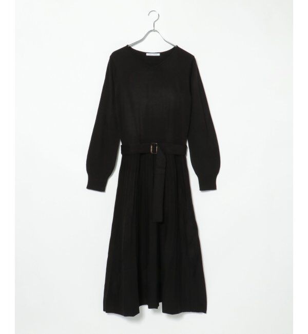IKKA LOUNGE「フィット＆フレアニットプリーツワンピース」|その他|