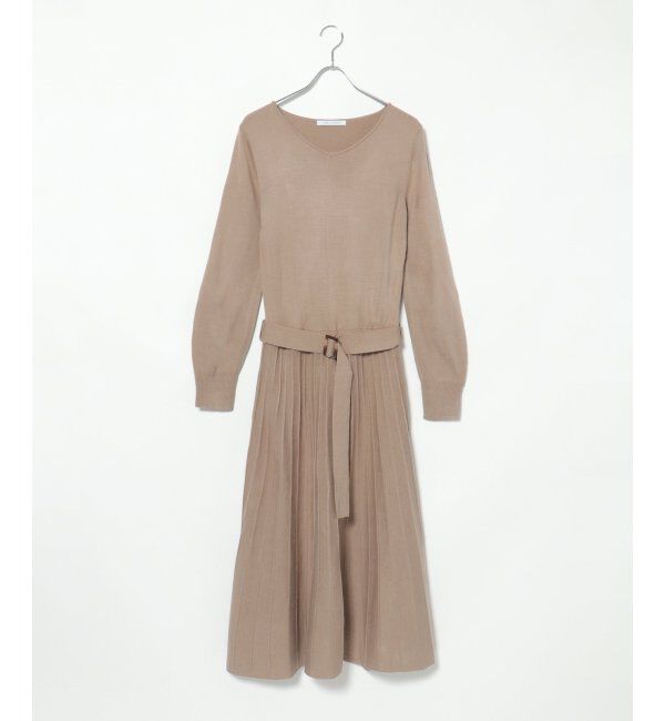 IKKA LOUNGE「フィット＆フレアニットプリーツワンピース」|その他|