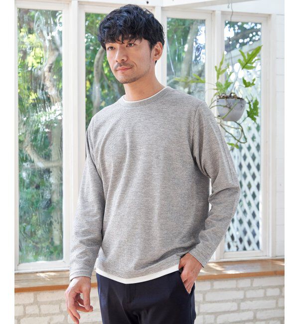 ikka「【雑誌MonoMax4月号掲載】速乾ピケレイヤードロンT「小泉孝太郎さん着用モデル」」|Tシャツ・カットソー|