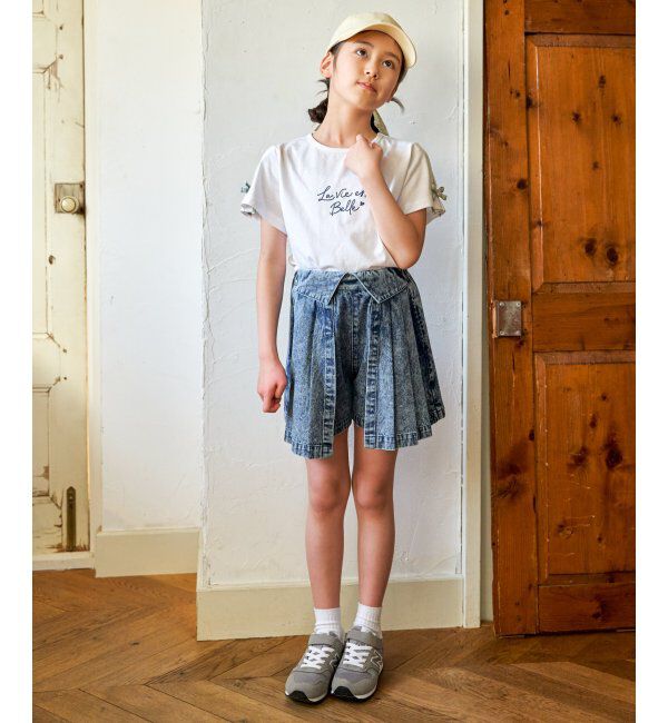 ikka kids「冷感肩ギンガム切り替えロゴT（120~160cm）」|Tシャツ・カットソー|