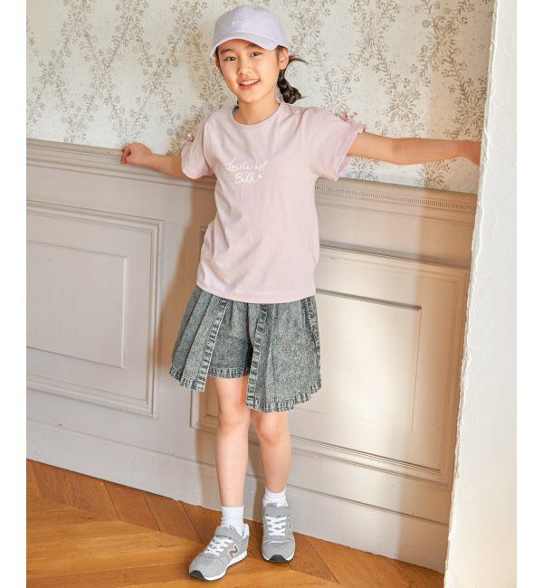 ikka kids「冷感肩ギンガム切り替えロゴT（120~160cm）」|Tシャツ・カットソー|