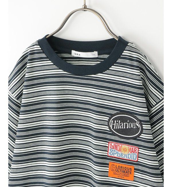 ikka kids「【親子コーデ】【冷感/遮熱】 3ワッペンボーダーTシャツ (120cm~160cm)」|Tシャツ・カットソー|