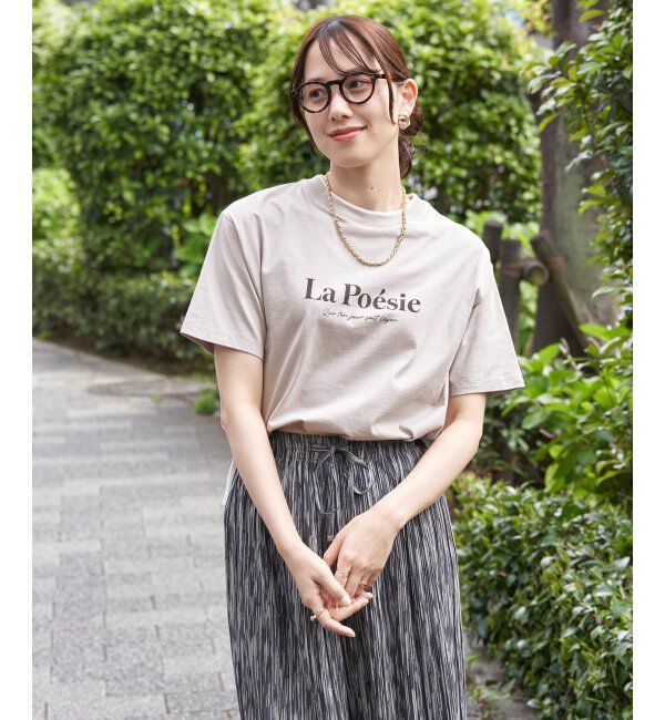 ikka「【接触冷感】裾レイヤードプリントTシャツ」|その他|グレージュ