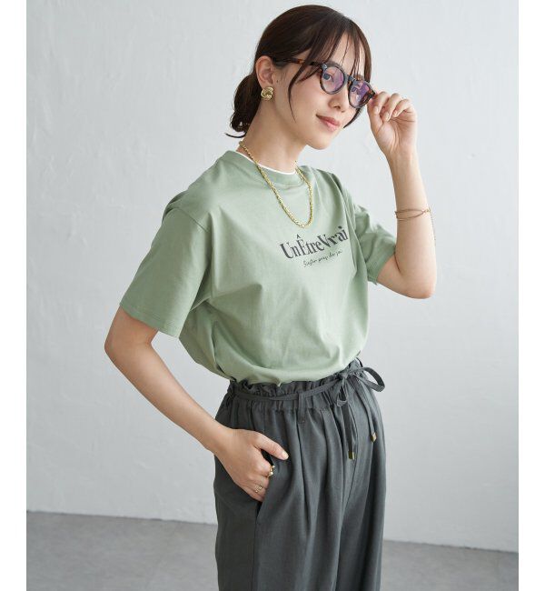 ikka「【接触冷感】裾レイヤードプリントTシャツ」|その他|